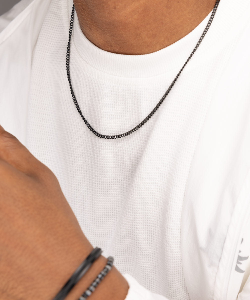 Curb Chain Necklace Black 50cm | Black