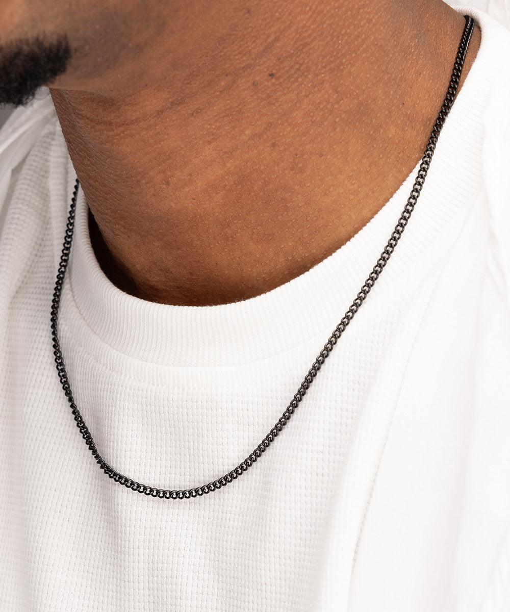 Curb Chain Necklace Black 50cm | Black